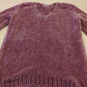 Orvis V-Neck Chenille Sweater - Mauve